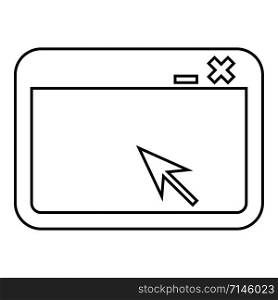 Window application with arrow Browser concept web page icon outline black color vector illustration flat style simple image