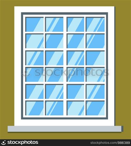 window, big white glass frame interior construction isolated