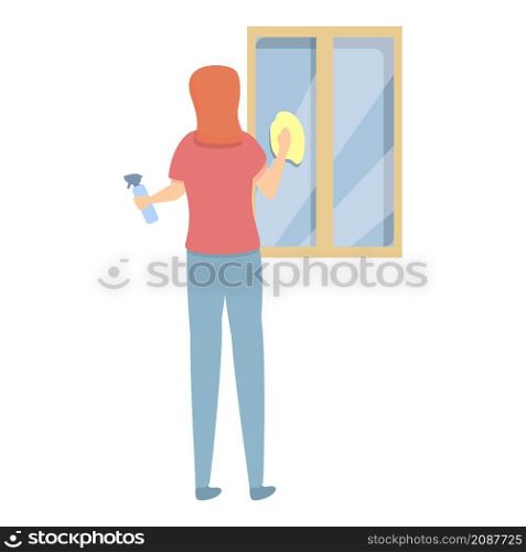Window cleaning icon cartoon vector. Woman housewife. House clean. Window cleaning icon cartoon vector. Woman housewife