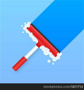 Window cleaning in modern style. Glass scraper glides over the glass. Cleaning and maintenance. Vector stock illustration. Window cleaning in modern style. Glass scraper glides over the glass. Cleaning and maintenance. Vector stock illustration.