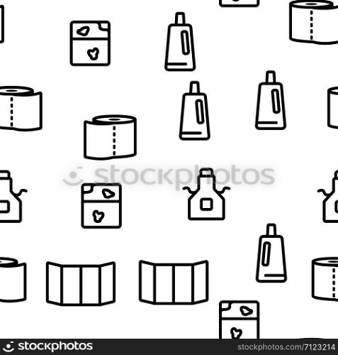 Window Cleaning Vector Seamless Pattern Thin Line Illustration. Window Cleaning Vector Seamless Pattern