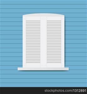 Window closed by wooden shutters,flat vector illustration. Window closed by wooden shutters,