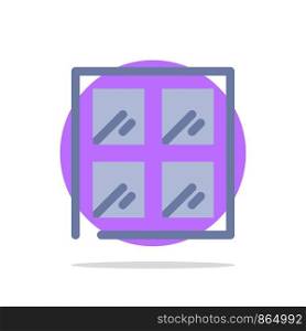 Window, Construction, Building Abstract Circle Background Flat color Icon