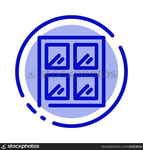 Window, Construction, Building Blue Dotted Line Line Icon