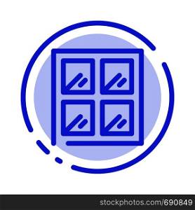 Window, Construction, Building Blue Dotted Line Line Icon
