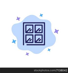 Window, Construction, Building Blue Icon on Abstract Cloud Background