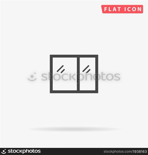 Window flat vector icon. Glyph style sign. Simple hand drawn illustrations symbol for concept infographics, designs projects, UI and UX, website or mobile application.. Window flat vector icon