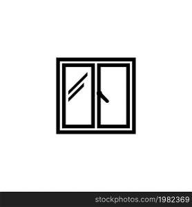 Window. Flat Vector Icon. Simple black symbol on white background. Window Flat Vector Icon