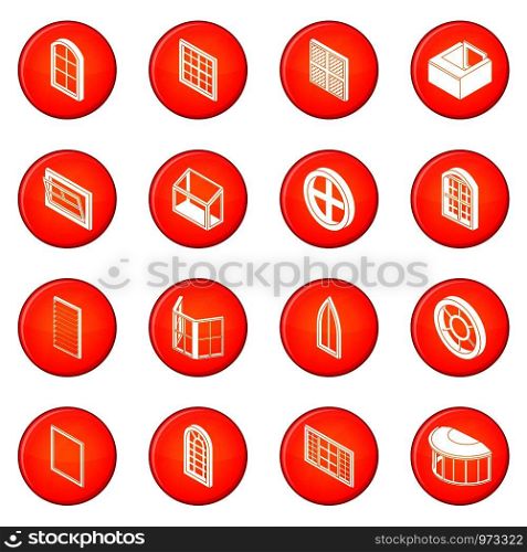 Window forms icons set vector red circle isolated on white background . Window forms icons set red vector