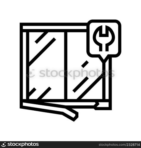 window frame repair line icon vector. window frame repair sign. isolated contour symbol black illustration. window frame repair line icon vector illustration