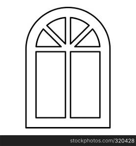 Window frame semi-round at the top Arch window icon black color outline vector illustration flat style simple image. Window frame semi-round at the top Arch window icon black color outline vector illustration flat style image