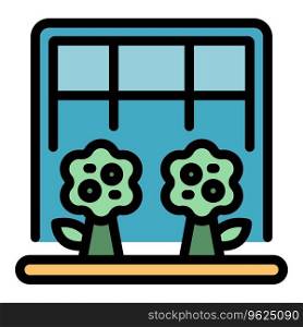 Window garden icon outline vector. Indoor plant. Nature summer color flat. Window garden icon vector flat