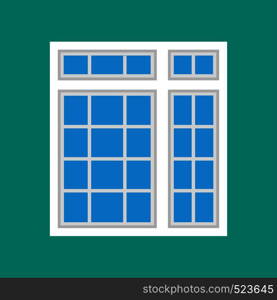 Window glass front view architecture vector concept. Interior cartoon furniture room structure flat