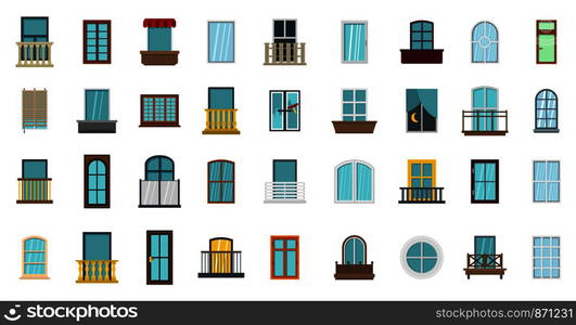 Window icon set. Flat set of window vector icons for web design isolated on white background. Window icon set, flat style