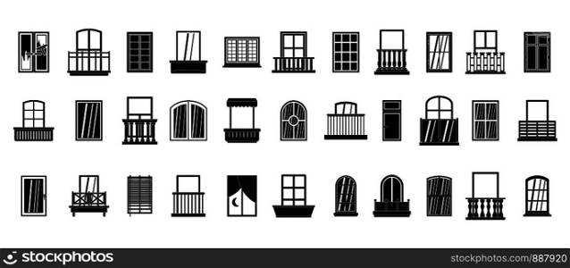 Window icon set. Simple set of window vector icons for web design isolated on white background. Window icon set, simple style