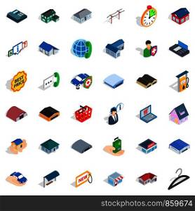 Window icons set. Isometric style of 36 window vector icons for web isolated on white background. Window icons set, isometric style