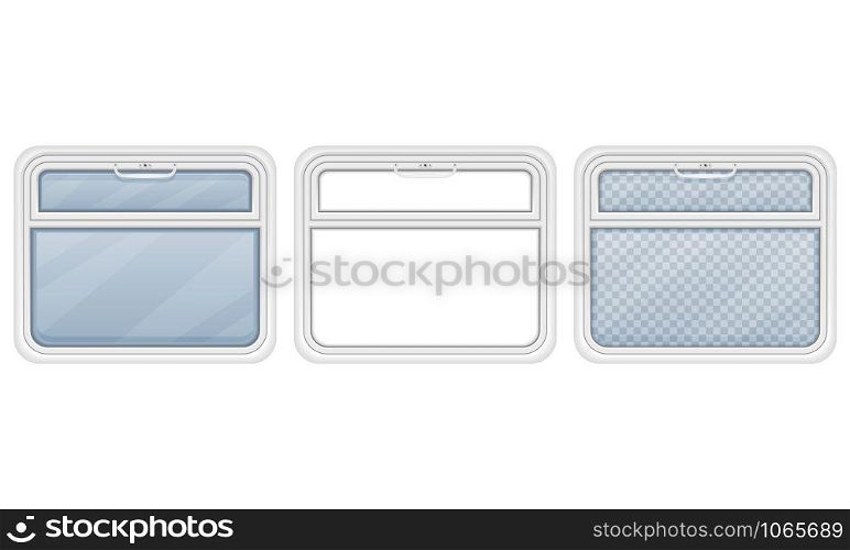 window in the train compartment vector illustration isolated on white background
