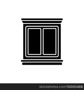 Window interior trim black glyph icon. Window decoration. Home improvement. Decorative trim. Moulding installing for high-end look. Silhouette symbol on white space. Vector isolated illustration. Window interior trim black glyph icon