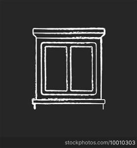 Window interior trim chalk white icon on black background. Window decoration. Home improvement. Decorative trim. Moulding installing for high-end look. Isolated vector chalkboard illustration. Window interior trim chalk white icon on black background