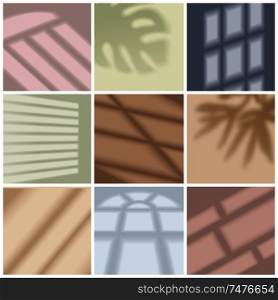 Window light and shadow bright realistic set isolated vector illustration