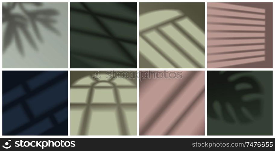 Window light and shadow realistic decorative set isolated vector illustration