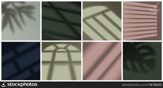 Window light and shadow realistic decorative set isolated vector illustration