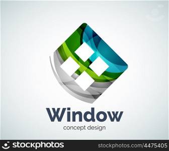 Window logo template, abstract vector business icon