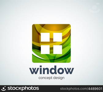 Window logo template, abstract vector business icon