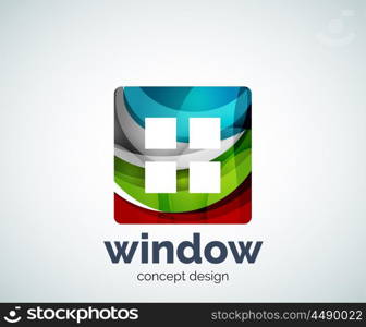 Window logo template, abstract vector business icon