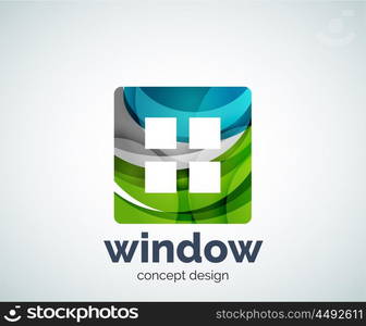 Window logo template, abstract vector business icon