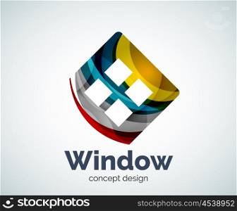 Window logo template, abstract vector business icon