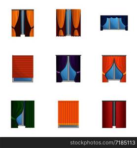 Window louvers icon set. Cartoon set of 9 window louvers vector icons for web design isolated on white background. Window louvers icon set, cartoon style