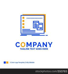 Window, Mac, operational, os, program Blue Yellow Business Logo template. Creative Design Template Place for Tagline.