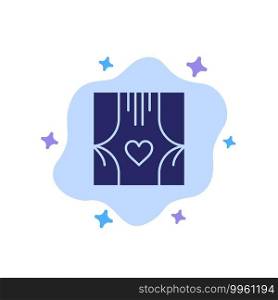 Window, Room, Curtains, Love, Romance Blue Icon on Abstract Cloud Background