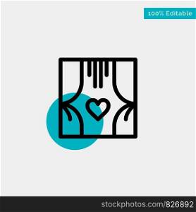 Window, Room, Curtains, Love, Romance turquoise highlight circle point Vector icon