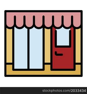 Window street shop icon. Outline window street shop vector icon color flat isolated. Window street shop icon color outline vector