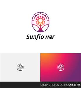 Window Sunflower Sun Flower Floral Florist Logo Template