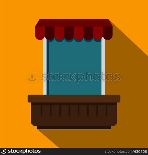 Window with canopy icon. Flat illustration of window with canopy vector icon for web. Window with canopy icon, flat style