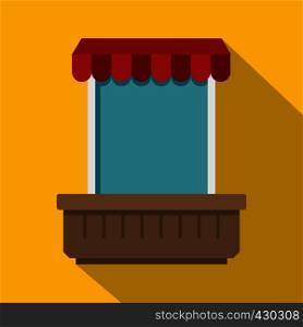 Window with canopy icon. Flat illustration of window with canopy vector icon for web. Window with canopy icon, flat style