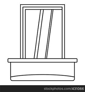Window with flowerbox icon. Outline illustration of window with flowerbox vector icon for web. Window with flowerbox icon, outline style