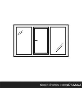 Windows icons. Construction line logo. Apartment interior. Vector illustration. Stock image. EPS 10.