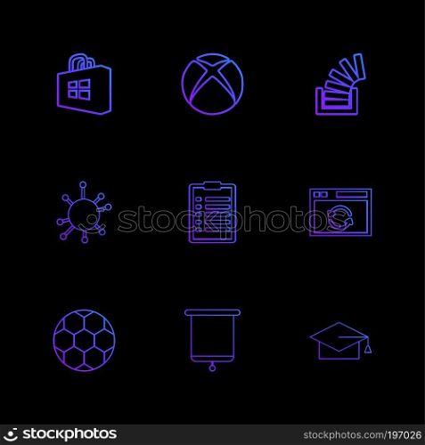 windows store , xbox , stackoverflow , convocation , football,  clipboard , icon, vector, design,  flat,  collection, style, creative,  icons