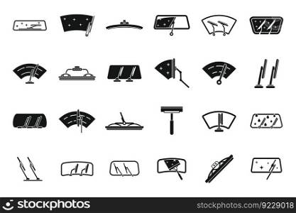 Windshield wiper icons set simple vector. Car blade. Automobile fluid. Windshield wiper icons set simple vector. Car blade