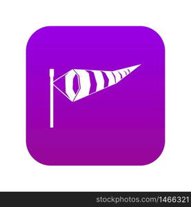 Windsock icon digital purple for any design isolated on white vector illustration. Windsock icon digital purple