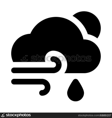 windy rain day, icon on isolated background