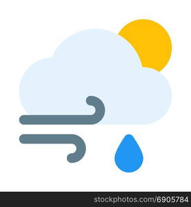 windy rain day, icon on isolated background