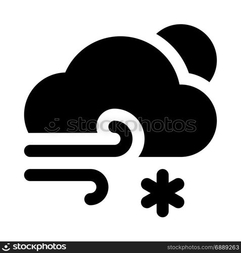 windy snow day, icon on isolated background