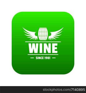 Wine barrel icon green vector isolated on white background. Wine barrel icon green vector