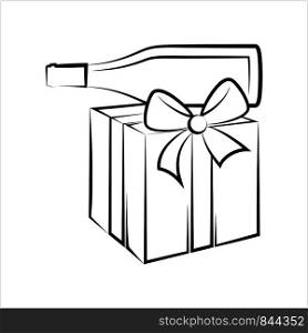 Wine Bottle And Gift Pack Vector Art Illustration