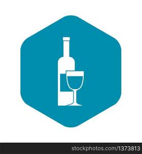 Wine bottle and glass icon. Simple illustration of wine bottle and glass vector icon for web. Wine bottle and glass icon, simple style